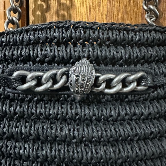 Kurt Geiger Small Chelsea Raffia Tote Bag Black New Double Shoulder Straps - Picture 2 of 10